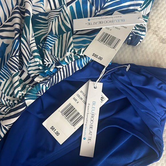Bleu Rod Beattie Blue and White Bikini Set Top Size 6 Bottom Size 8 - Picture 7 of 8